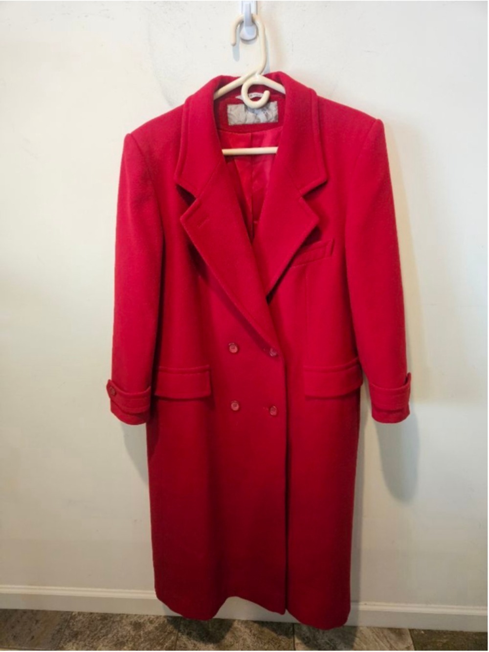 Women's Evan-Picone Vintage Red 100% Pure Wool Double-Breasted Coat, Size 16